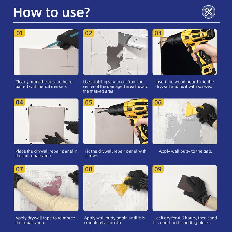 Drywall Repair Kit,Drywall Repair Panel 12” x12“,Drywall Patch Kit Large