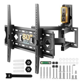 Soporte Base Tv Brazo Para 32-80 Pulgadas Pantallas Tv Monitor Con Enchufe Suzwip, Soporte Giratorio E Inclinable,soporte De Movimiento Completo Con Brazos Dobles Articulados Ajustable