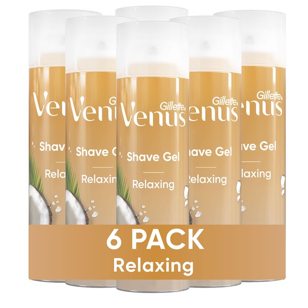 Gillette Venus Relaxing Coconut Shave Gel, Women’s, Shaving Cream, 7 oz Pack of 6 (42 oz total)