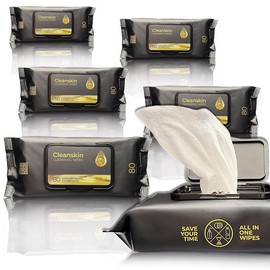 CleanSkin Cleansing Safe Green Soap Wipes for Tattooing All One solution To Heal and Clean Tattoos, PMU & Piercings, Alcohol and Fragrance Free, Unscented, 80 Count (Pack of 6) - Pattern Name: 6 Pack