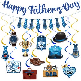 Fullhawl 26 Pcs Father's Day Decoration Father's Day Banners and Ceiling Hanging Swirls for Party Happy Father's Day Hanging Decoration Father's Day Party Birthday Decoration
