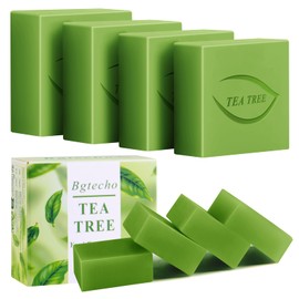 Bgtecho 4 PCS Yoni Soap Bars,Yoni Bar Soap for Women,Yoni Care Soap,Yoni Wash Eliminates Odor Ph Balance,Natural Yoni Care Bar with Bubble Foam Net 3.53 OZ/100g(Tea Tree)