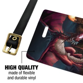 Fire Breathing Red Dragon Castle Luggage ID Tags Cards Set of 2