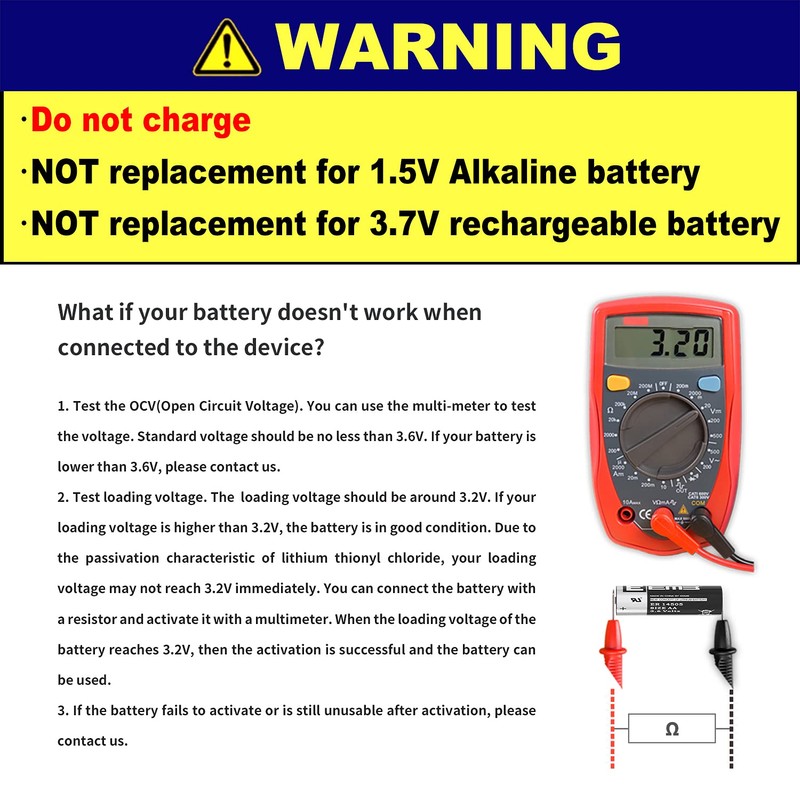 EEMB 4Pack ER14505 3.6V AA Lithium Battery 2700mAh Li-SOCL₂ Non-Rechargeable