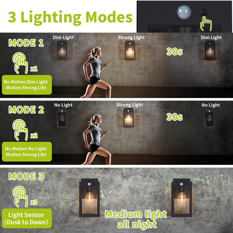 MDENLT 2 Pack Solar Porch Lights Outdoor,Solar Wall Lights with