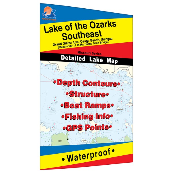 Lake of The Ozarks-Southeast (Hurricane Deck to Milemarker 17) Fishing Map