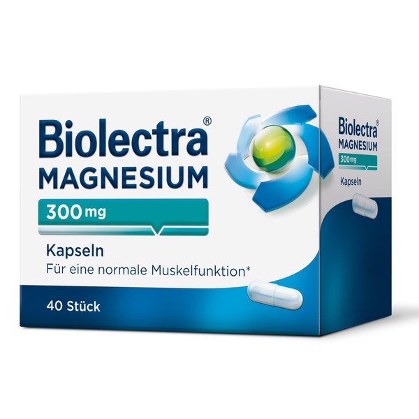 Biolectra Magnesium 300 mg Capsules, Pack of 40: For Normal Muscle Function, Magnesium Capsules, High Dose