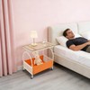 DYRABREST 2-Tier Rolling End Table with Storage, Cream White Frame