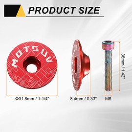 sourcing map 1 1/4" OD Bicycle Headset Stem Top Cap Aluminum Alloy Cycling Headset Cover Stem with Rainbow Color M6 Bolt for Mountain Bicycle Road Bicycle MTB, Red