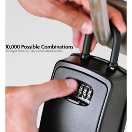 Iron Lock® Key Lock Box Portable with U-Shackle – XXL Waterproof Heavy-Duty Metal Safe with 4-Digit Combination for Spare Keys Outside on Door Knob, Fence or Gate Extra Large (Black, XXL)