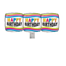 Valueballoon Party & Gifts 3 Piece Happy Birthday Rainbow Neon Glow 18'' Balloons Birthday Party Decorations Includes FREE Helium Chart