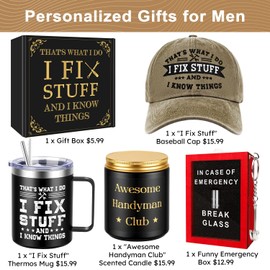 Birthday Gifts for Men, I Fix Stuff And I Know Things, Funny Gifts for Man, Dad, Husband, Boyfriend, Funny Emergency Box, Birthday Gift for Man Stocking Stuffers Gag Gift for Men Who Have Everything