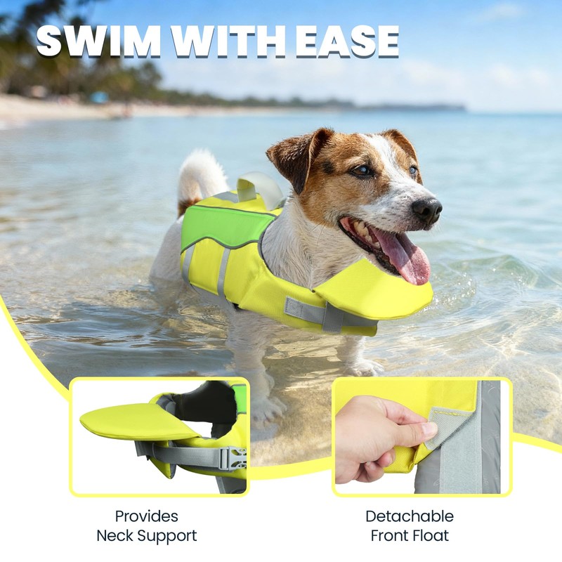 VIVAGLORY Front Float Dog Life Vest, Dog Life Jacket for