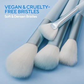 Glamberry Juego de brochas de maquillaje azules, kit profesional de 12 brochas de maquillaje, incluye contorno de polvo, punteado, mezcla, correctores