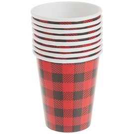 9oz Buffalo Plaid Lumberjack Party Cups, 8ct