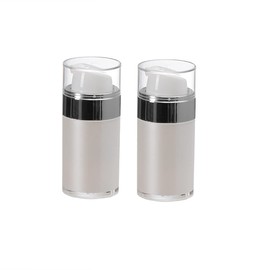 JIHUOO Pack of 2 Acrylic Pump Bottles Empty Travel Emulsion Bottles Refillable Cosmetic Container Essence Liquid Bottles 50ml
