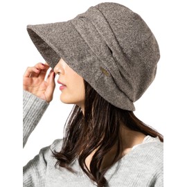 QUEENHEAD Women's Miracle Cass Down Hat, Large Size, Wide Brim, UV Rays, UV Protection, Cold Protection, Small Face, Autumn, Winter, Washable, Braun