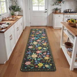 GENIMO Kitchen Mats for Floor, Cushioned Kitchen Rugs Non Slip Washable, Farmhouse Anti Fatigue Mat Waterproof, Comfort Standing Mat Rug for Office, Home, Sink, Laundry, Garage, 17.3"x70", Black