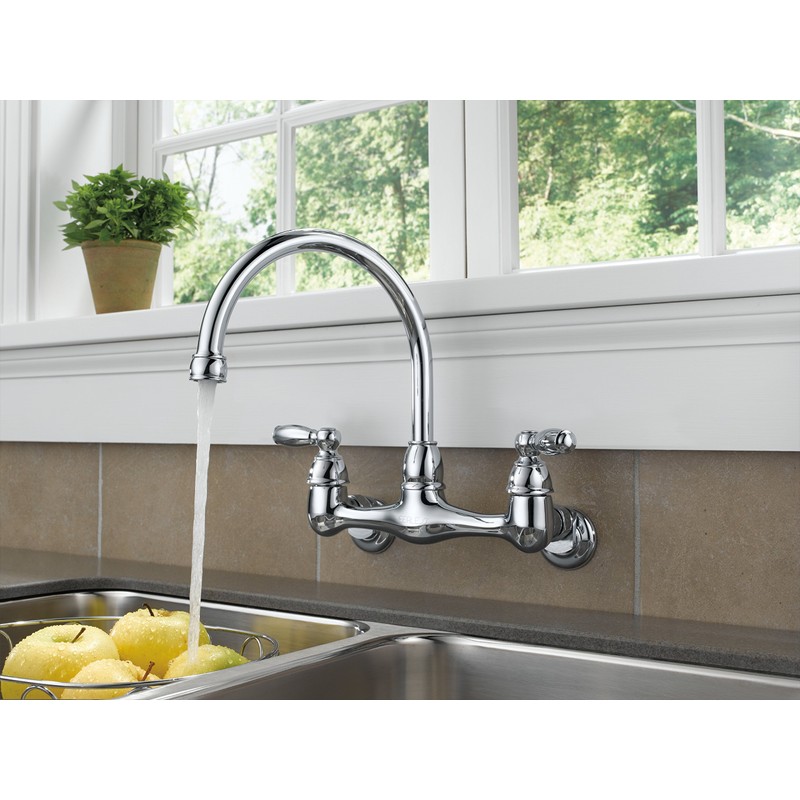 Peerless 2-Handle Wall Mount Kitchen Sink Faucet, Chrome P299305LF