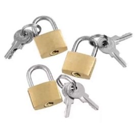 3 X 20mm Width Jewelry Box Suitcase,Luggage Security Cabinet Brass Padlock with 6 Mini Keys