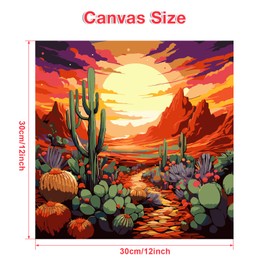 Paint by Numbers Adult Kit Framed, Desert Pictures Drawing Paintwork Art on Canvas, Landscape DIY Oil Painting for Gift Acrylic Adult Paint by Number Kits, Enhance Your Artistic Skills 12x12inch