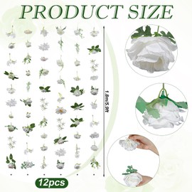 12 Pcs 70.8 Ft Hanging Floral Garland Silk,Boho,White