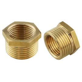 ZZLZX 2PCS NPT 1/2 Female to npt 3/4 Male Thread Brass Hex Head Bushing Reducer Pipe Fitting,Pipe Bushing Fitting, Garden PVC Hose Adapter for PEX Tubing Air Gas Water Fuel Line Plumbing