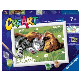 Ravensburger CreArt Sleeping Cats and Dogs Paint by Numbers for Children - Painting Arts and Crafts Kits for Ages 7 Years Up
