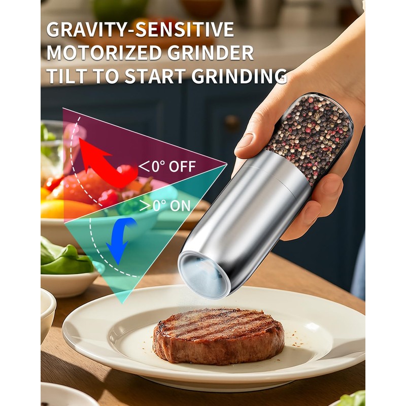 CIRCLE JOY Gravity Electric Salt and Pepper Grinder Set Battery
