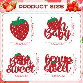 Wxiben Strawberry Oh Baby Cupcake Toppers - 36PCS Glitter Strawberry Shortcake Decorations Strawberry Baby Shower Decorations Baby Sweet Cupcake Toppers Strawberry Shortcake Baby Shower Cupcake Decor