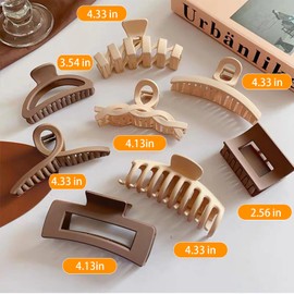 Hair Clips for Women Large Hair Claw Clips for Women,Strong Hold jaw clips,Neutral Colors (yellow-brown)