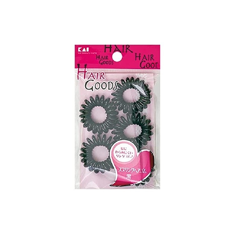 Kai Corporation HA3050 Hair Goods, Spring Hair Elastics, Black, 5