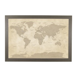 Push Pin Travel Maps Posters & Prints - Vintage World - Barnwood Gray Framed - 27.5" x 39.5" - 8 Handcrafted Frame Options - Made in USA - Ideal for Any Traveler