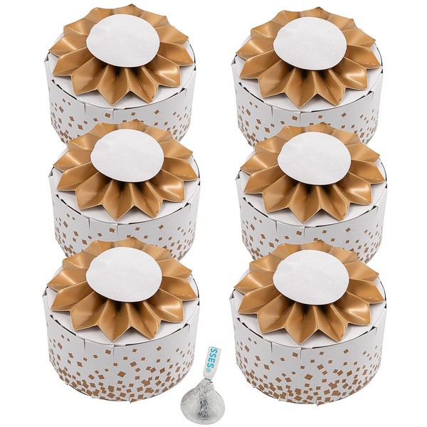 Fun Express Fan Favor Boxes Gold & White - Bulk