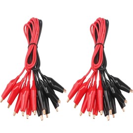 20 Pieces Crocodile Clips with Cable Test Lead Set, Double Terminals Test Lead (50 cm)