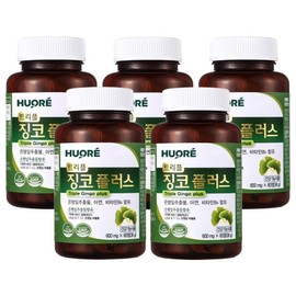 Ginkgo Ginkgo Plus Ginkgo Leaf Extract Blood Circulation Memory Improved Blood Circulation Ginkgo Leaf Triple Ginkgo Plus, 60 Tablets, 5 Pieces / 징코 징코플러스 은행잎추출물 혈액순환 기억력 혈액순환개선 은행잎 트리플징코플러스, 60정, 5개