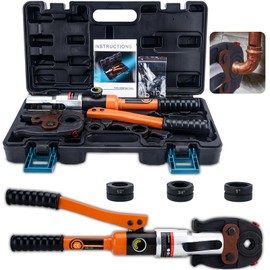 Copper Pipe Crimping Tool, W/ 1/2", 3/4", 1" Jaws, Copper Tube Fittings Hydraulic Pipe Crimping Tool, for Confined Spaces and Tee Fittings, Hydraulically Driven