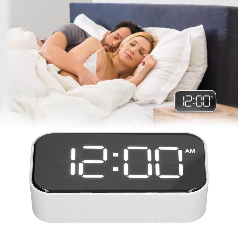 Digital Alarm Clock Large Number USB Rechargeable Mirror Electronic Desktop