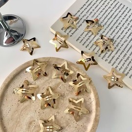 10Pcs Gold Star Hair Clips Metal Snap Hair Clips Hair Barrettes Hair Side Clamps Headdress Cute Hair Accessories for Women Girls Kids, Clips and Barrettes, Star Hair Clips