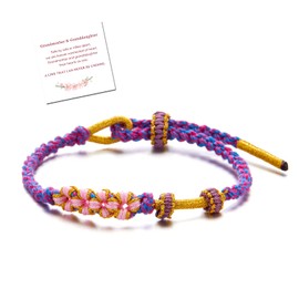 To My Granddaughter Bracelet "A Link That Can Never Be Undone" Peach Blossom Bracelet Granddaughter Bracelet from Grandma Adjustable Braided Bracelet for Teen Girls Inspirational Bracelet Gift for Granddaughter (Purple)