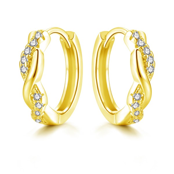 Cangall Gold Hoop Earrings for Women, 925 Sterling Silver Twisted
