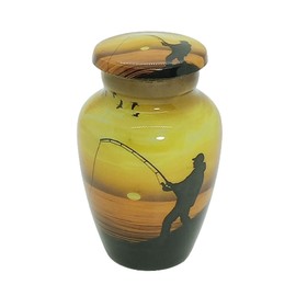 UR Keepsake Urn –Decorative Fishing Catching Keepsake Cremation Urn for Human Ashes with Velvet Box & Velvet Bag-Mini Keepsake Urn - Affordable Keepsake Urn (3 cu.in)