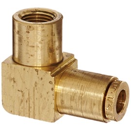 Eaton Weatherhead 1870X4 Brass CA360 D.O.T. Air Brake Tube Fitting, 90 Degree Elbow, 1/8" NPT Female x 1/4" Tube OD