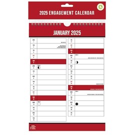 2025 Red Engagement Calendar A4 Planner Spiral Bound Wall Hanging 210 x 296mm