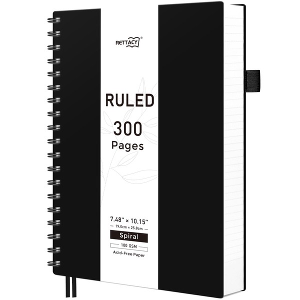 RETTACY Spiral College Ruled Notebook, 300 Pages, B5 Medium Size