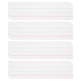 PATIKIL 100 Sheets Ruled Sentence Strips, 3" x 12" Cardstock 250GSM Writing Paper Blue Red Lined Sentence Strips for Teachers Classrooms Offices Homes, White