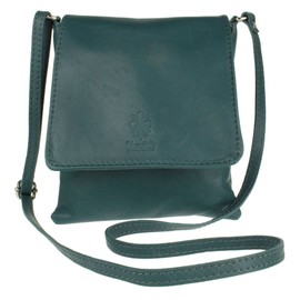 Girly Handbags Womens Genuine Soft Leather Italian Cross Body Messenger Bag Vera Plelle Shoulder Bag Flap Zipper (Dark Teal)