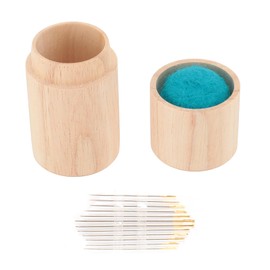 Wooden Sewing Needle Holder, Portable Pin Cushion with Large Capacity and Embroidery Needles, Easy to Carry for Sewing Projects (Blue Green)