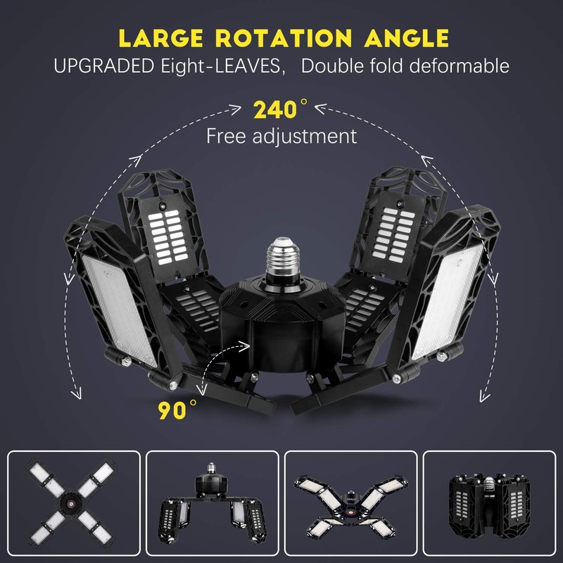PINSAI 2 Pack LED Garage Light,Super Bright Screw in E26/E27