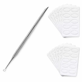 Premium 2 in 1 Double Ended Stainless Steel Cuticle Pusher, Exquisite Nail Dead Skin Remover Manicure Tool With 10 Pcs 100 Grit White Disposable Nail Sanding Pads For Professional Salon And Daily Home